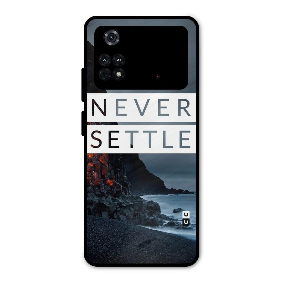Never Settle Dark Beach Metal Back Case for Poco M4 Pro 4G