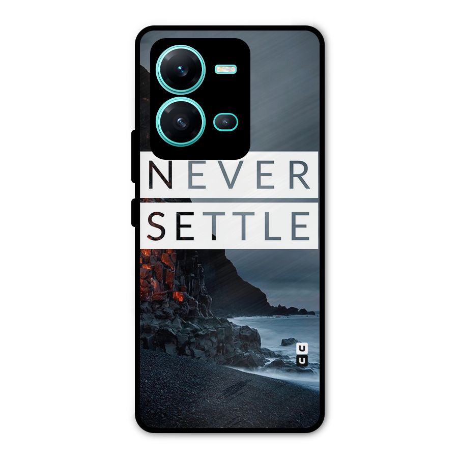 Never Settle Dark Beach Metal Back Case for Vivo V25