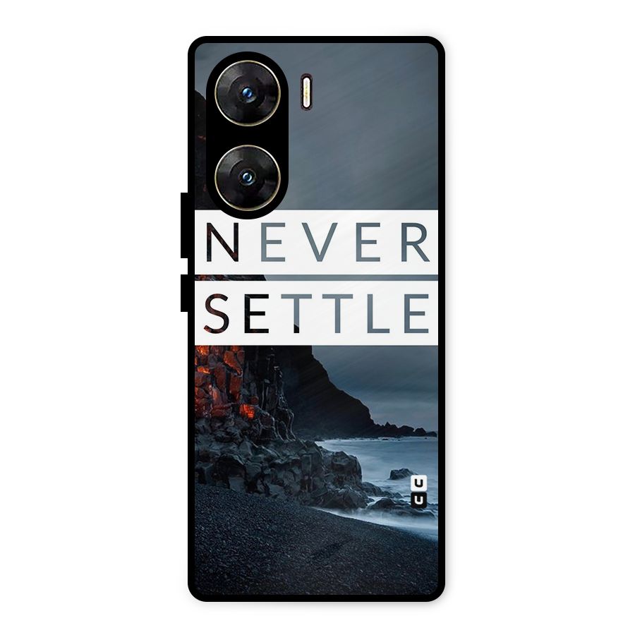 Never Settle Dark Beach Metal Back Case for Vivo V29e