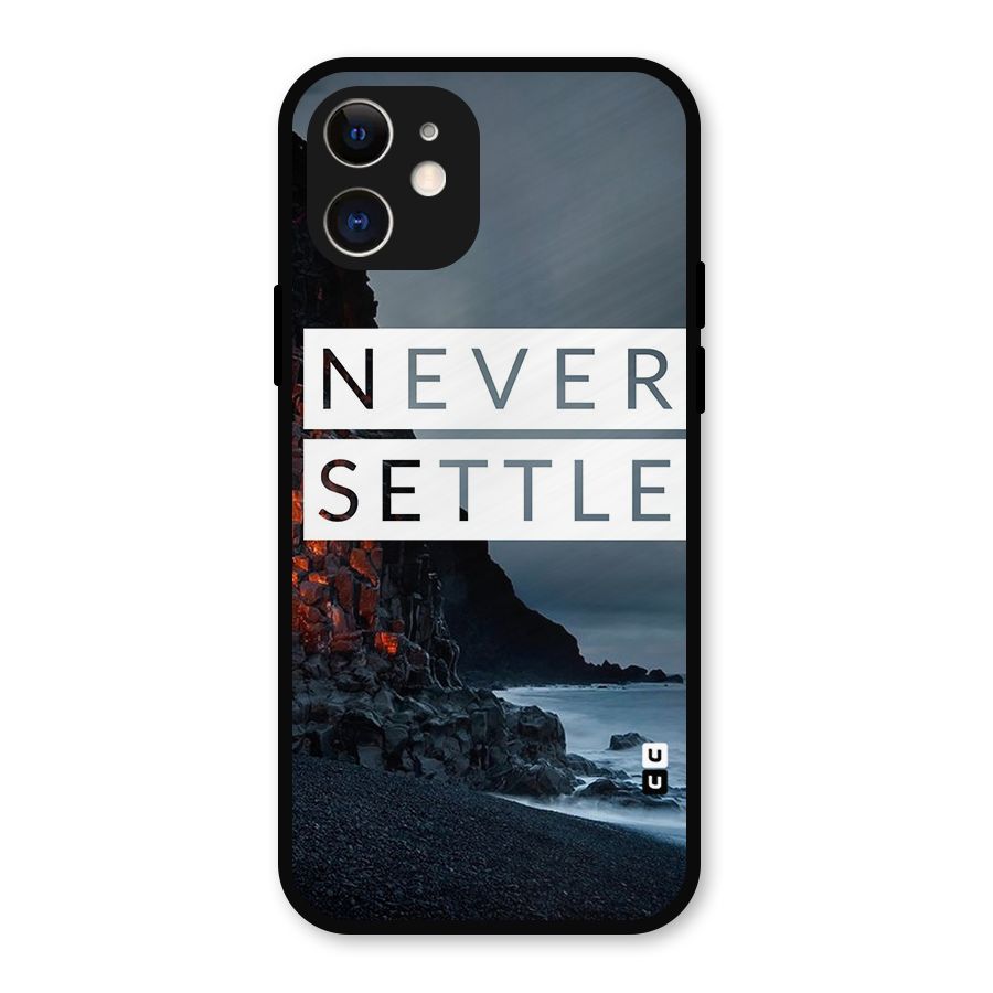 Never Settle Dark Beach Metal Back Case for iPhone 12