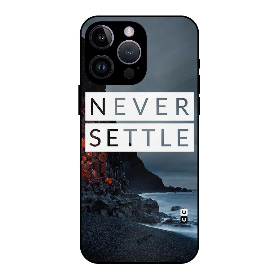 Never Settle Dark Beach Metal Back Case for iPhone 14 Pro Max