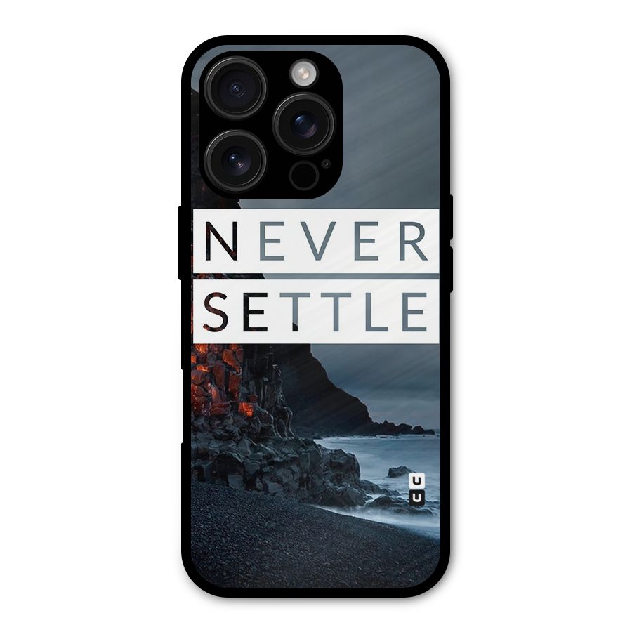 Never Settle Dark Beach Metal Back Case for iPhone 16 Pro