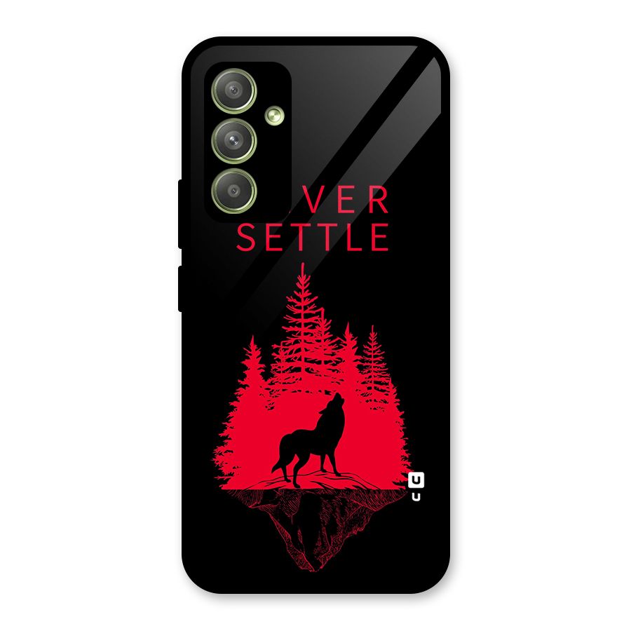 Never Settle Wolf Glass Back Case for Galaxy A54