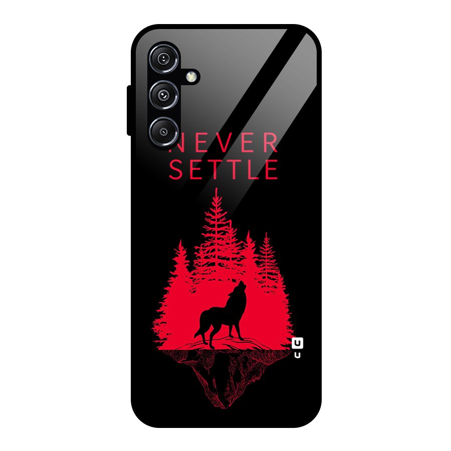 Never Settle Wolf Glass Back Case for Galaxy M34 5G
