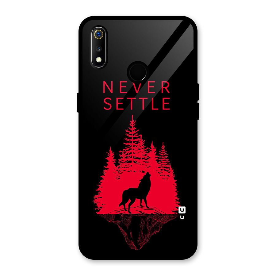 Never Settle Wolf Glass Back Case for Realme 3