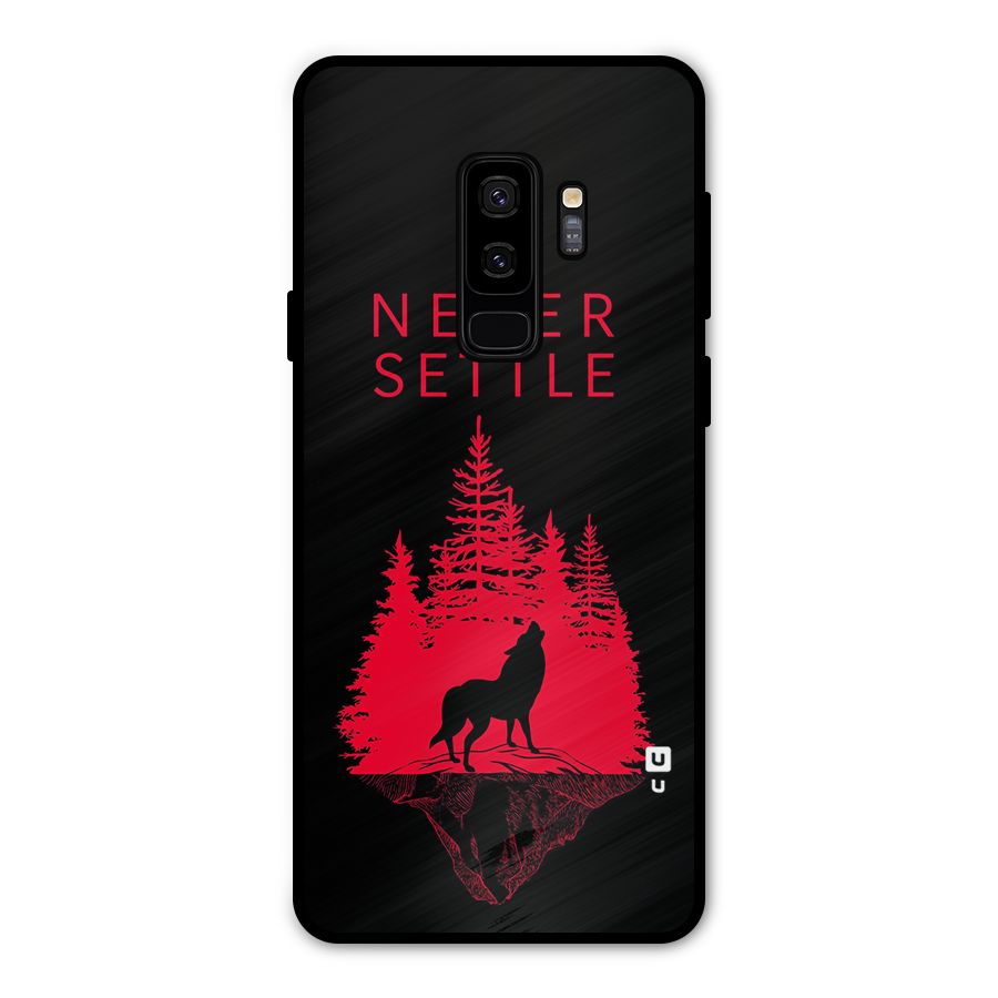Never Settle Wolf Metal Back Case for Galaxy S9 Plus