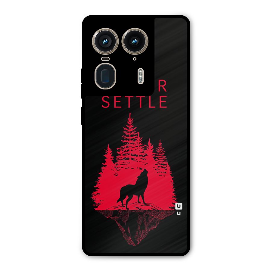 Never Settle Wolf Metal Back Case for Motorola Edge 50 Ultra