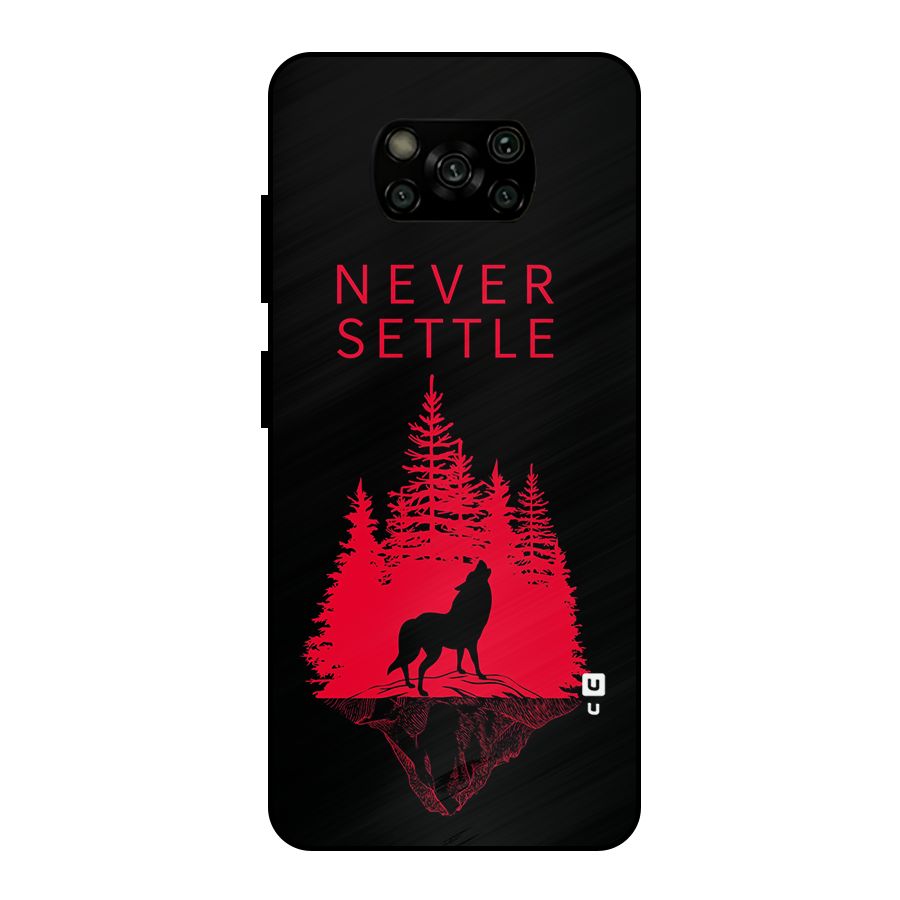 Never Settle Wolf Metal Back Case for Poco X3