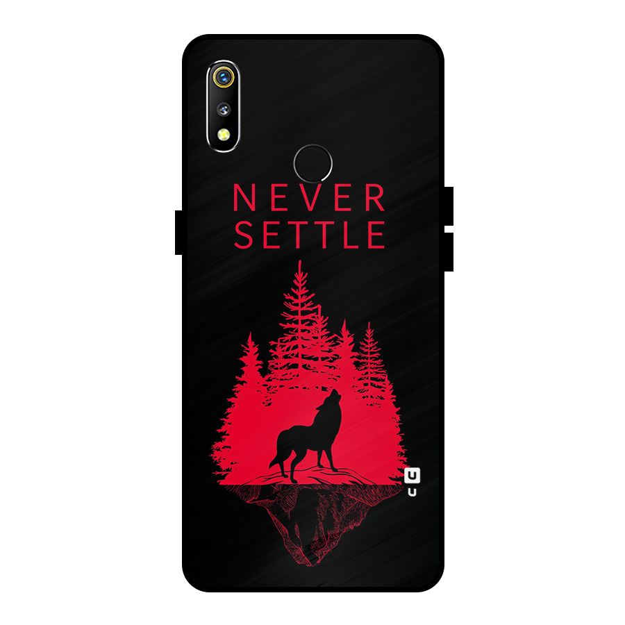 Never Settle Wolf Metal Back Case for Realme 3i
