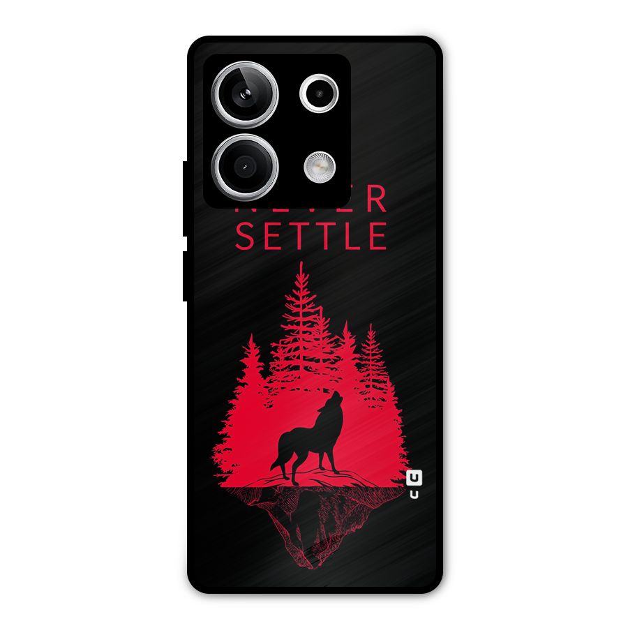 Never Settle Wolf Metal Back Case for Redmi Note 13 5G
