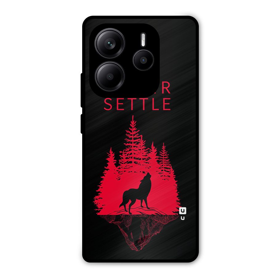 Never Settle Wolf Metal Back Case for Redmi Note 14 5G