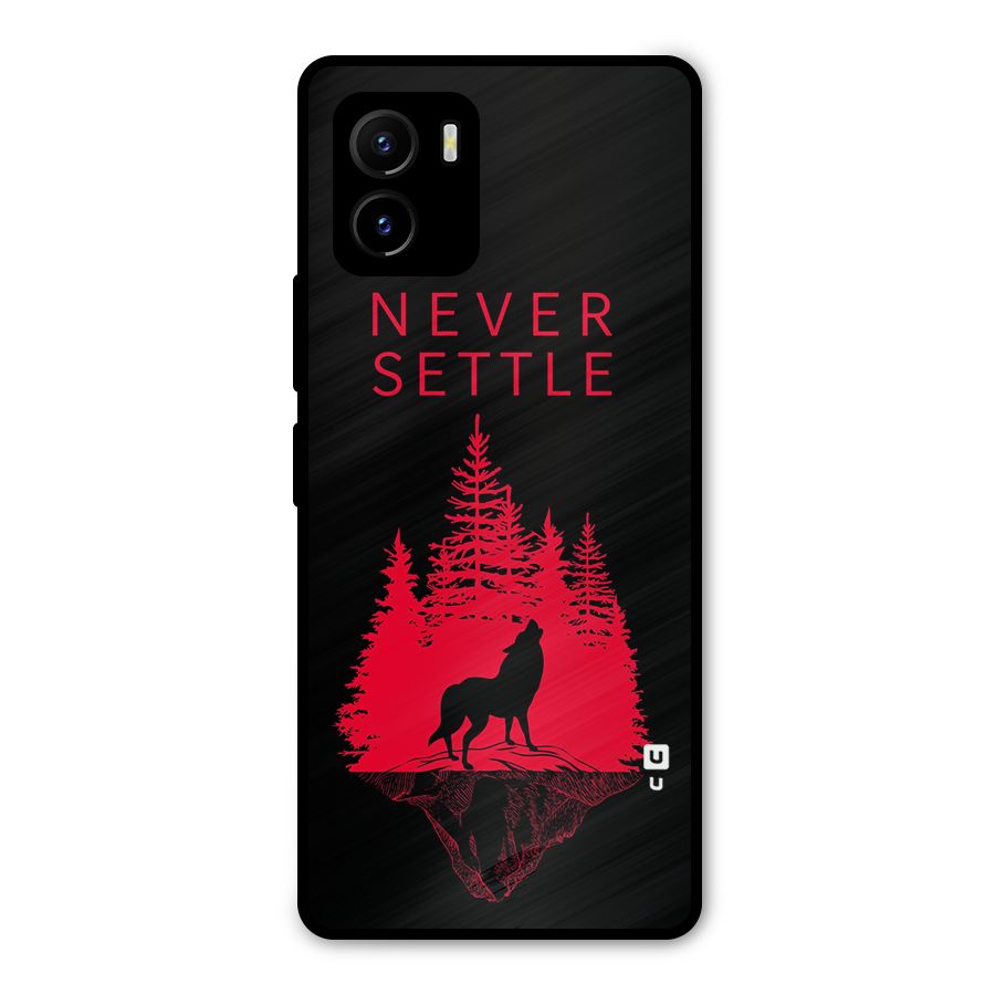Never Settle Wolf Metal Back Case for Vivo Y15s