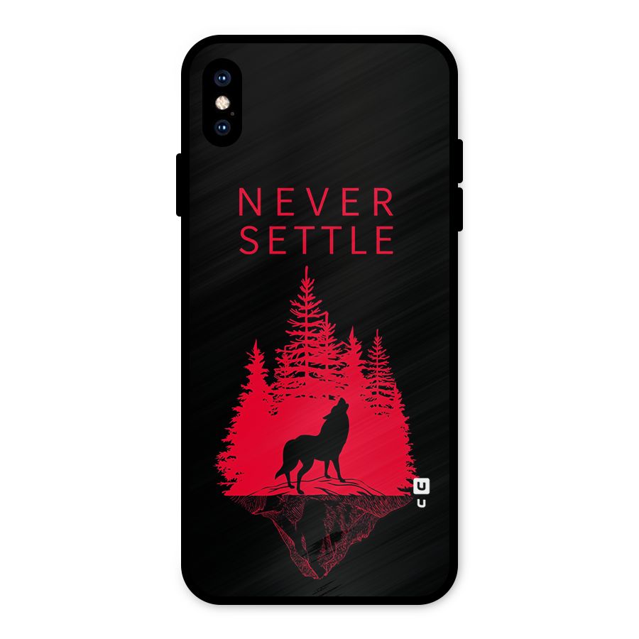 Never Settle Wolf Metal Back Case for iPhone XS Max