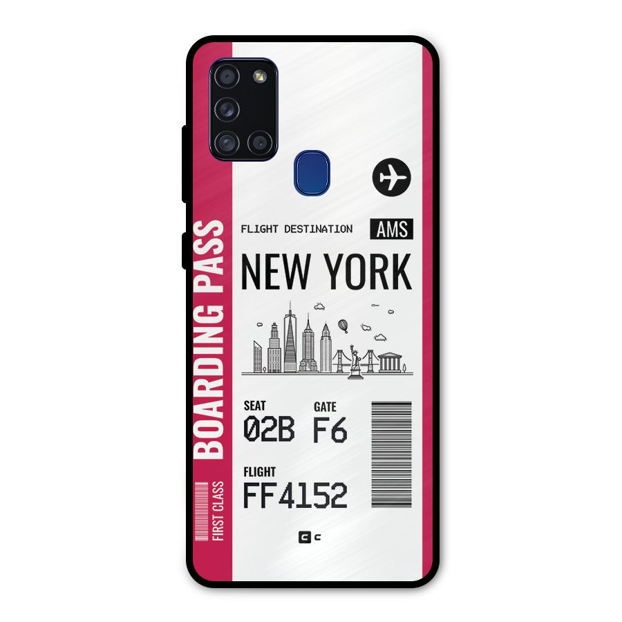 New York Boarding Pass Metal Back Case for Galaxy A21s