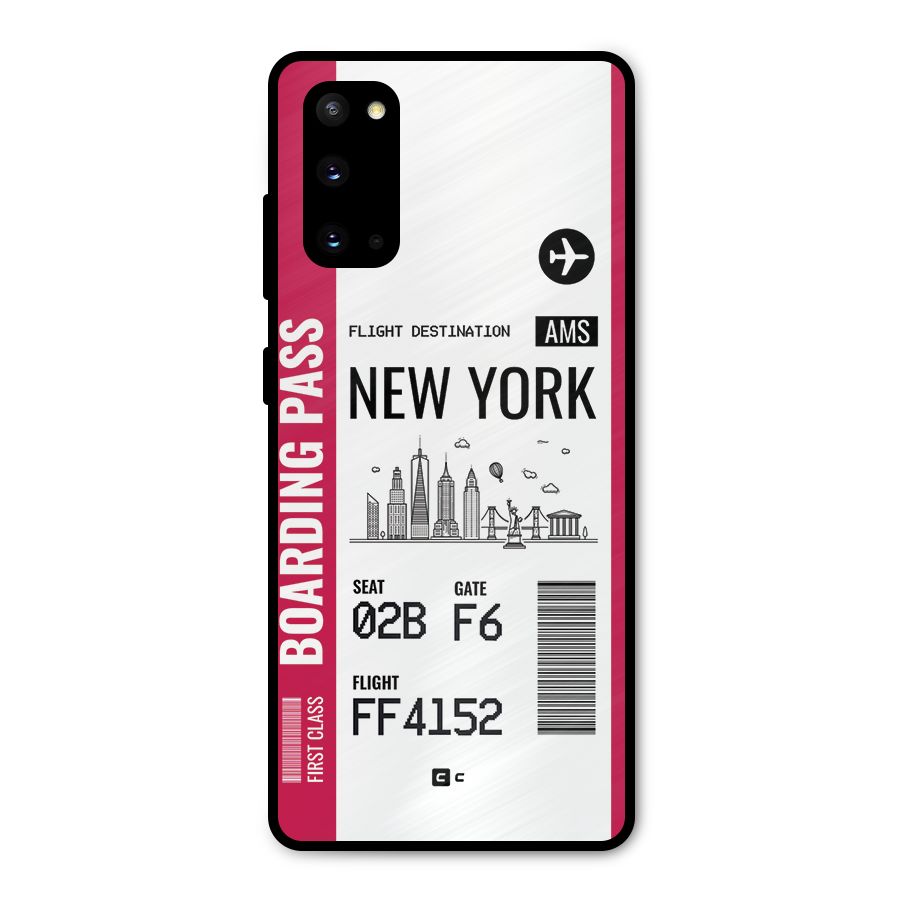 New York Boarding Pass Metal Back Case for Galaxy S20