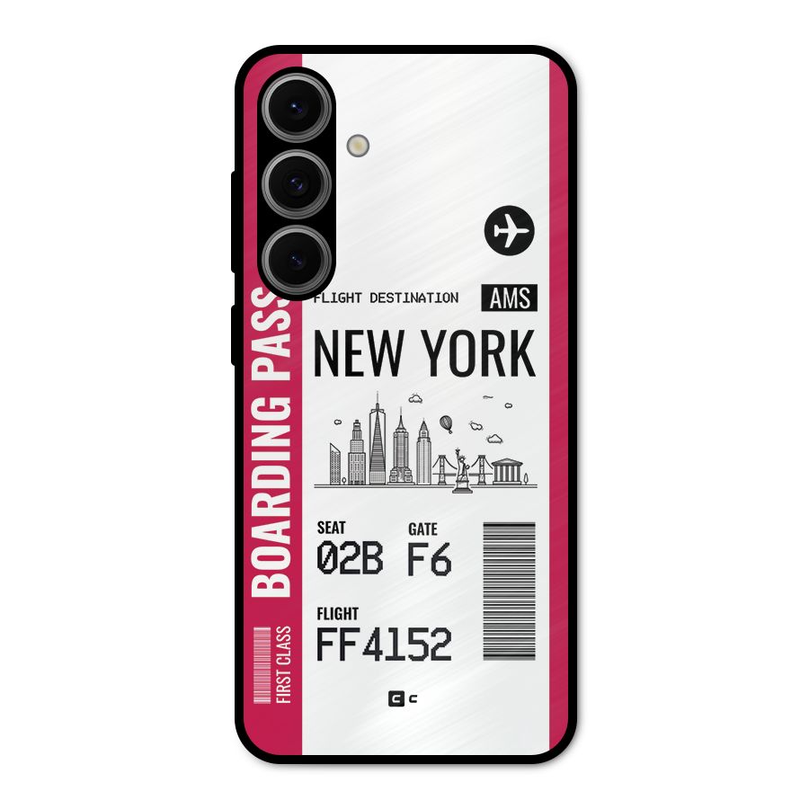 New York Boarding Pass Metal Back Case for Galaxy S24 FE