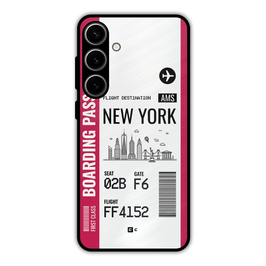 New York Boarding Pass Metal Back Case for Galaxy S24 Plus