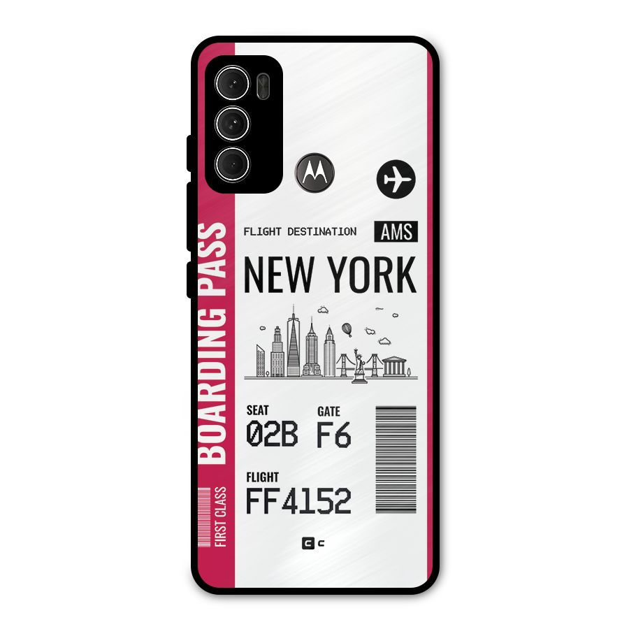New York Boarding Pass Metal Back Case for Moto G60