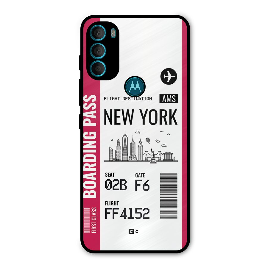 New York Boarding Pass Metal Back Case for Moto G71 5G
