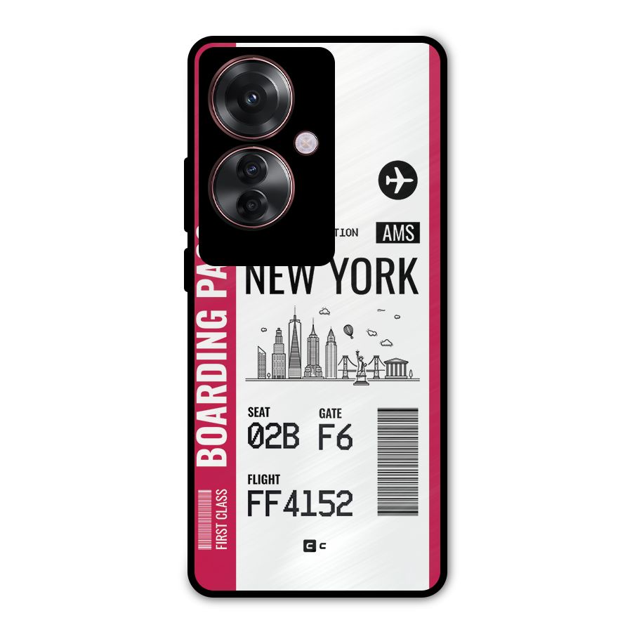 New York Boarding Pass Metal Back Case for Oppo F25 Pro