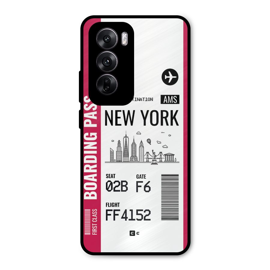 New York Boarding Pass Metal Back Case for Oppo Reno12