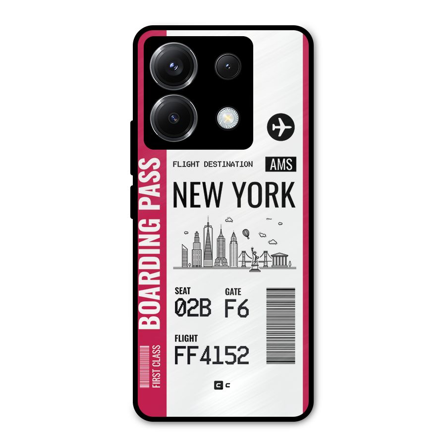 New York Boarding Pass Metal Back Case for Poco X6