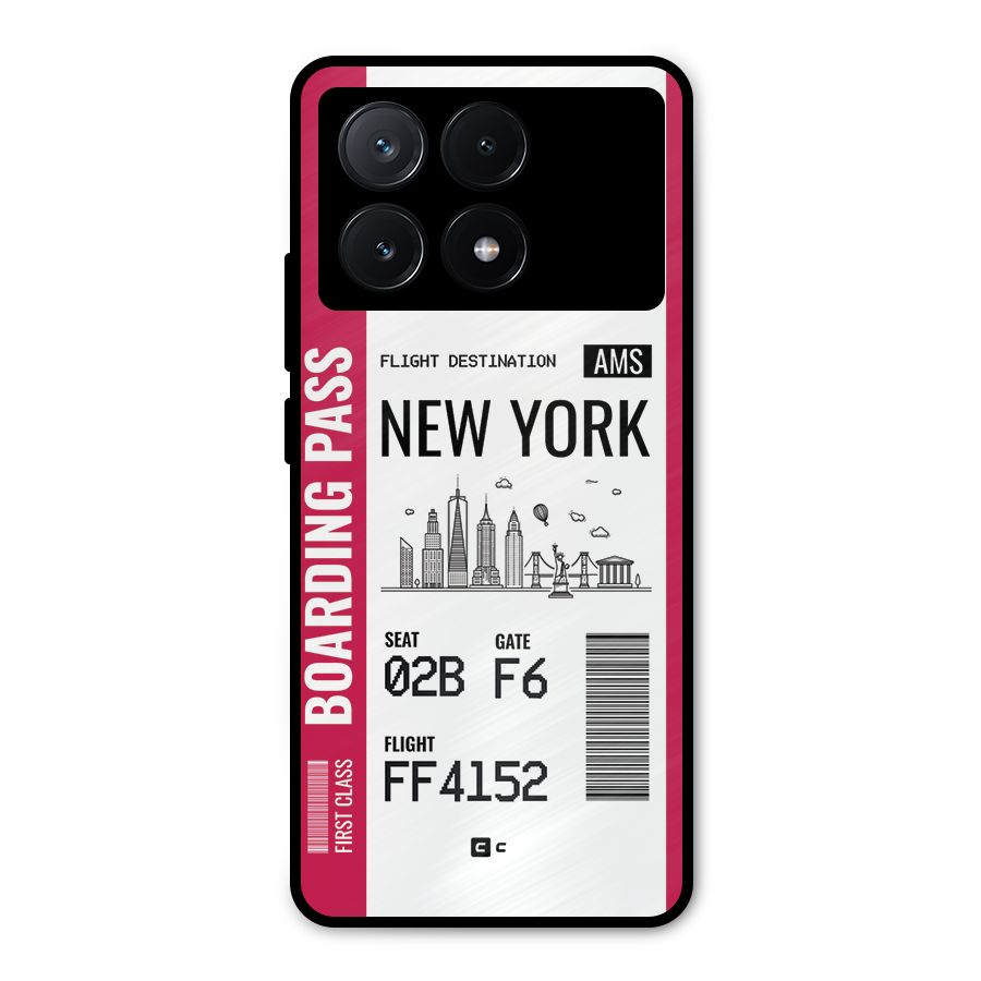 New York Boarding Pass Metal Back Case for Poco X6 Pro