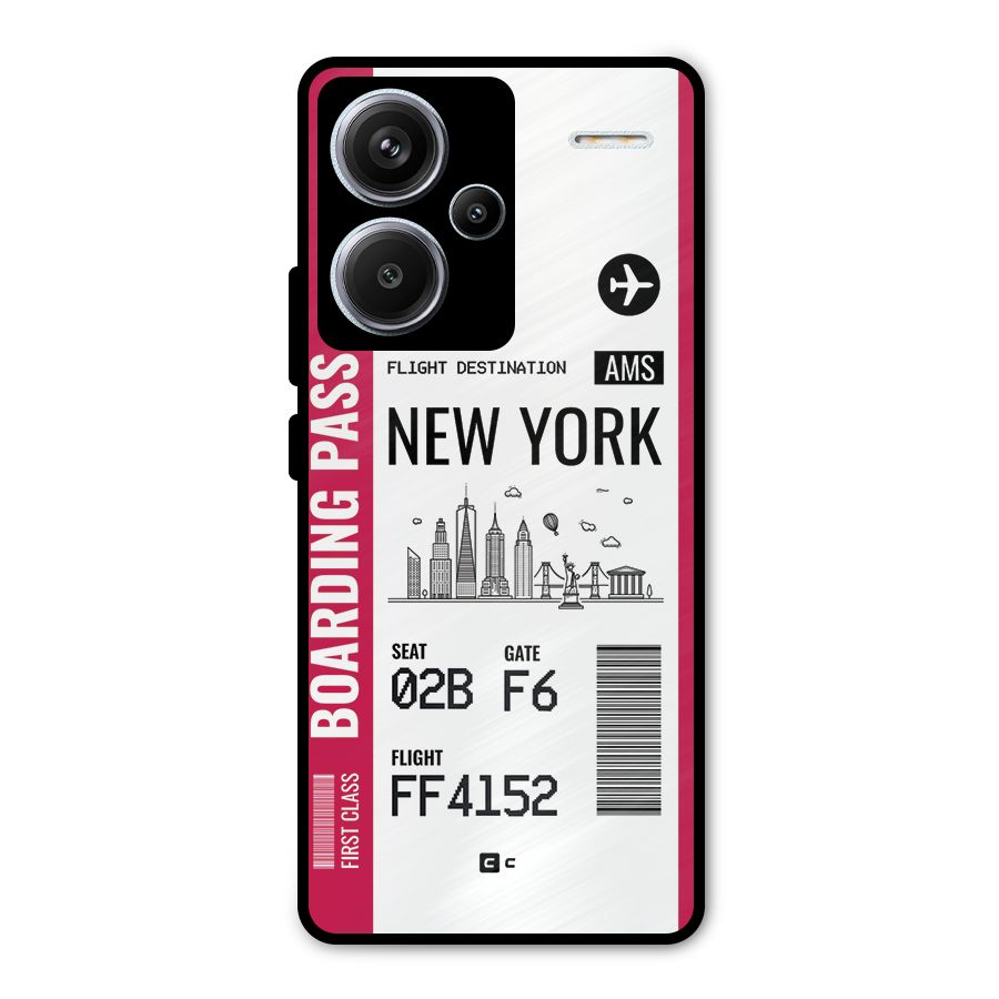 New York Boarding Pass Metal Back Case for Redmi Note 13 Pro Plus