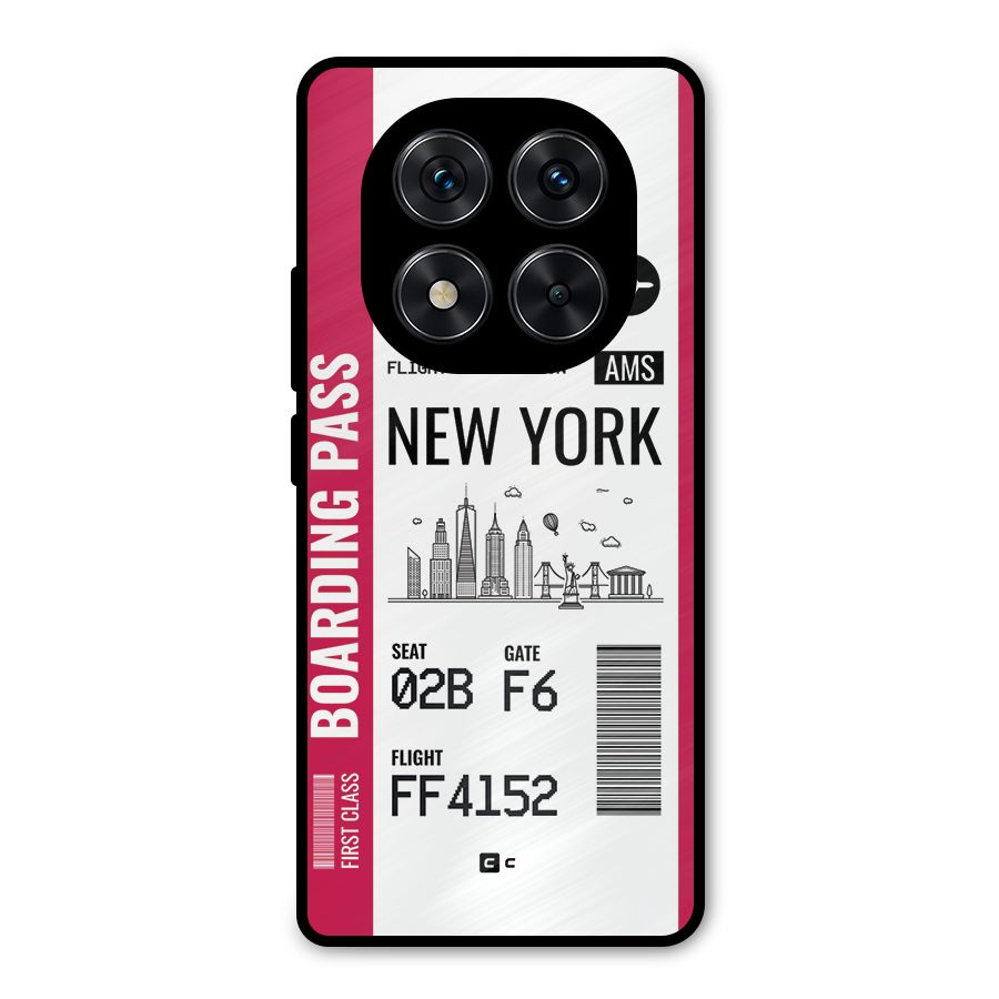 New York Boarding Pass Metal Back Case for Redmi Note 14 Pro 5G