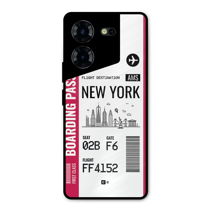 New York Boarding Pass Metal Back Case for Tecno Pova 5 Pro 5G