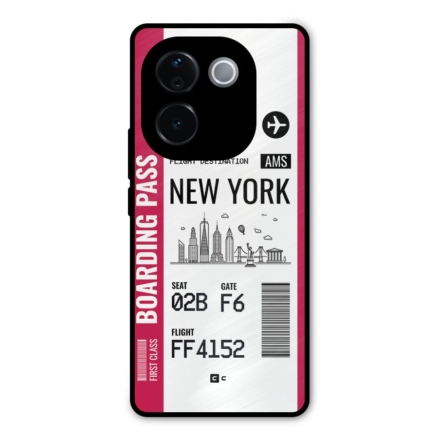 New York Boarding Pass Metal Back Case for Vivo T3 Pro