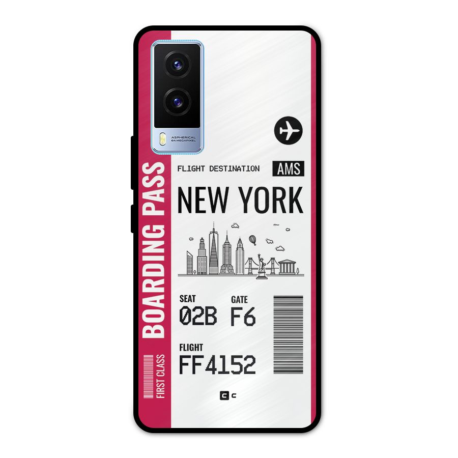 New York Boarding Pass Metal Back Case for Vivo V21e 5G