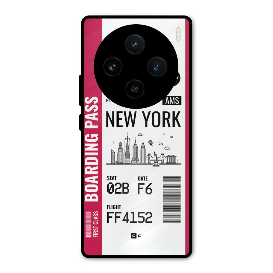 New York Boarding Pass Metal Back Case for Vivo X100