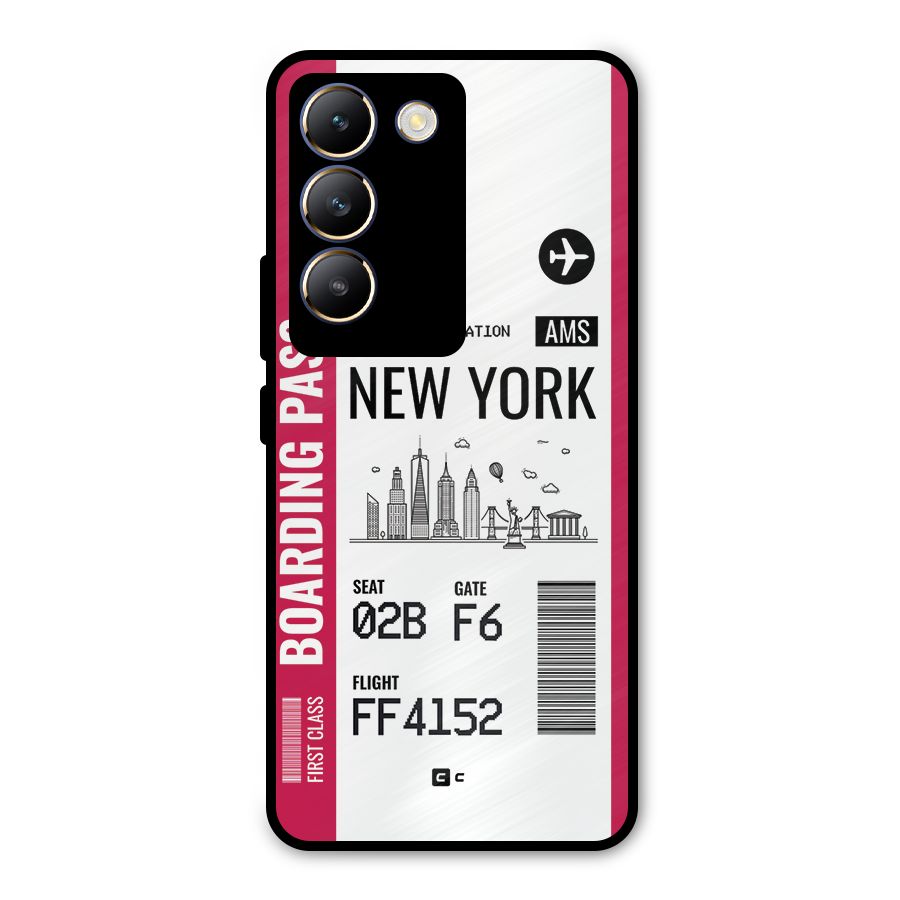 New York Boarding Pass Metal Back Case for Vivo Y200e