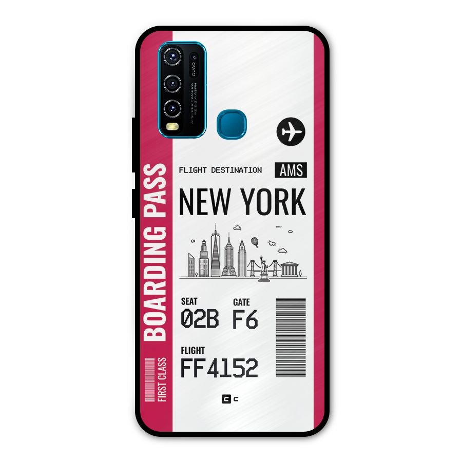 New York Boarding Pass Metal Back Case for Vivo Y50