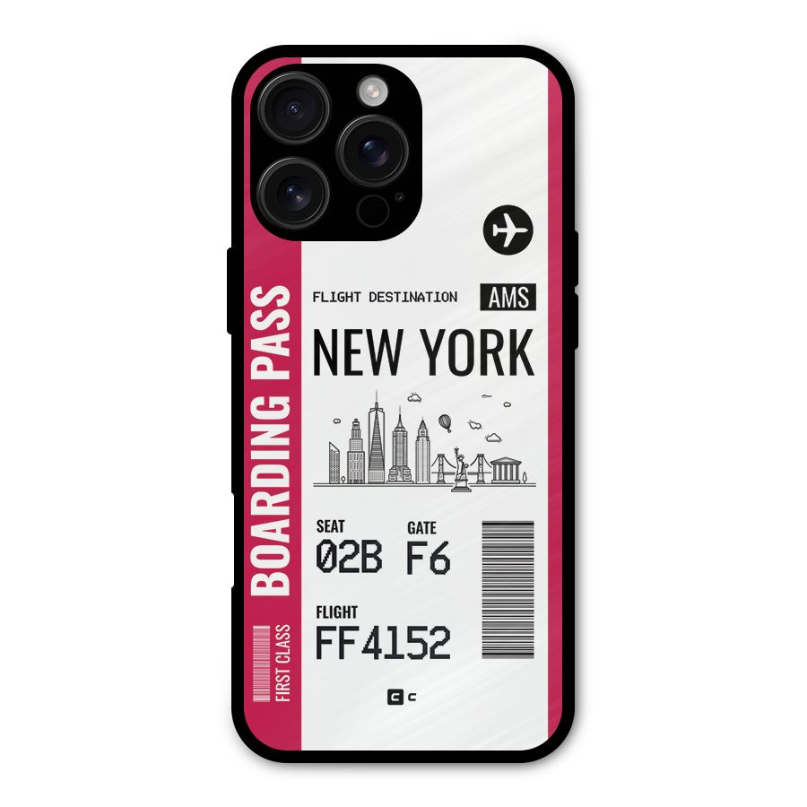 New York Boarding Pass Metal Back Case for iPhone 16 Pro Max