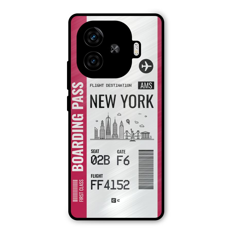 New York Boarding Pass Metal Back Case for iQOO Z9 Turbo