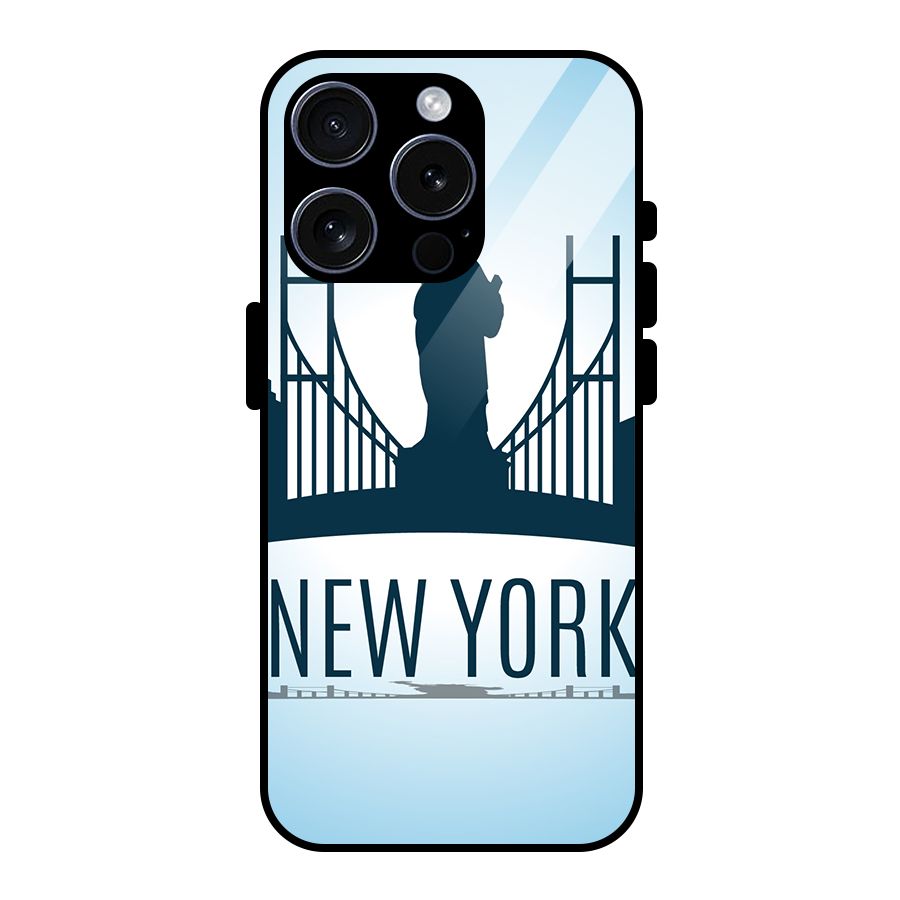 New York Skyline Glass Back Case for iPhone 15 Pro