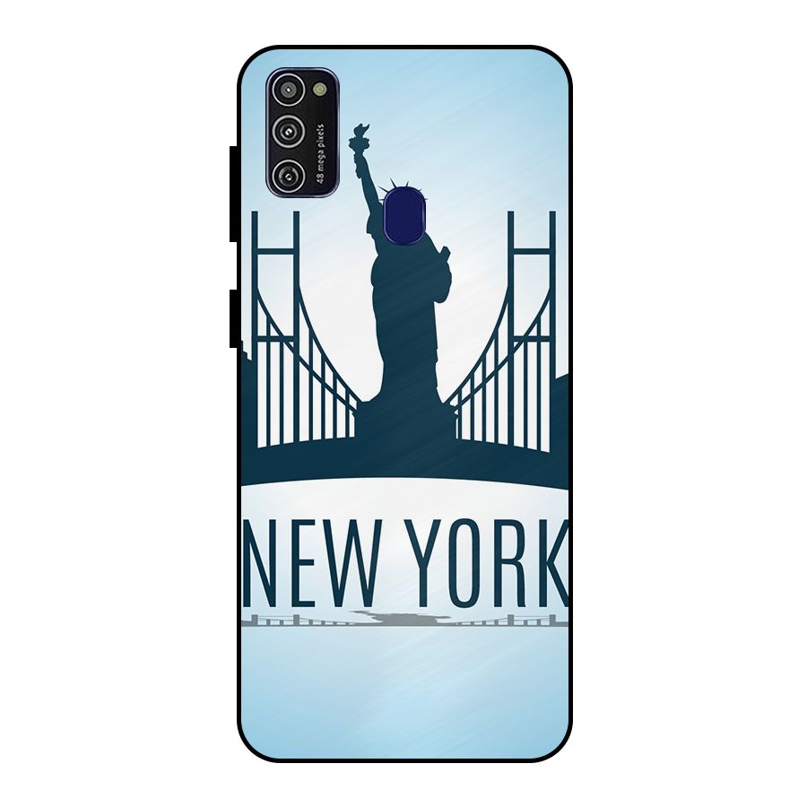 New York Skyline Metal Back Case for Galaxy M21