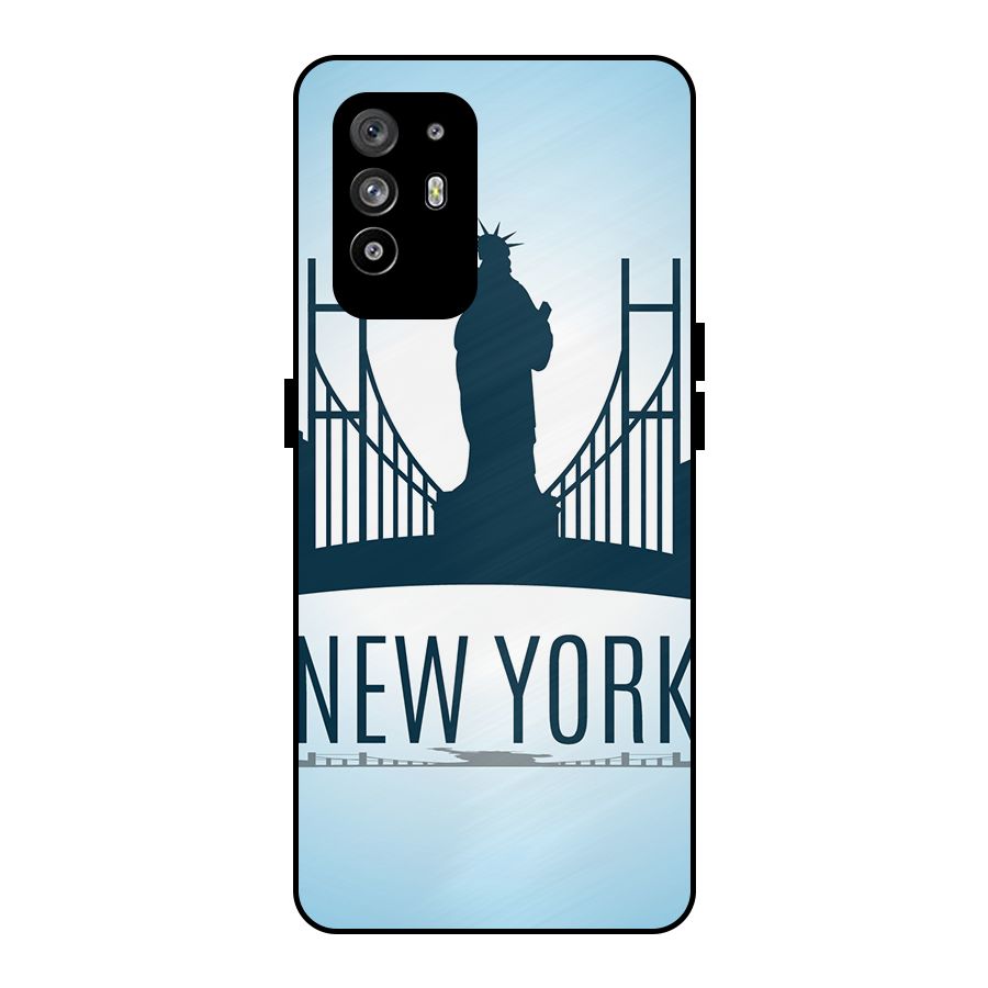 New York Skyline Metal Back Case for Oppo F19 Pro Plus 5G