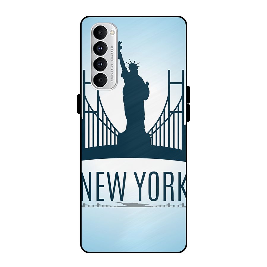 New York Skyline Metal Back Case for Oppo Reno4 Pro