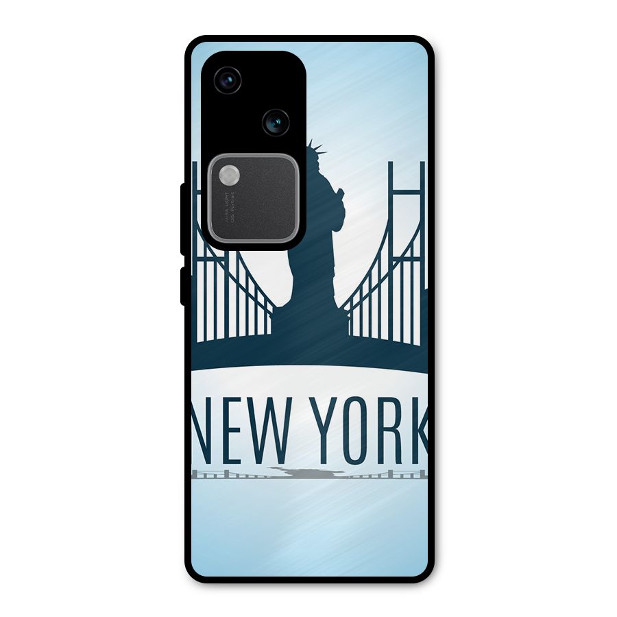 New York Skyline Metal Back Case for Vivo V30 Pro