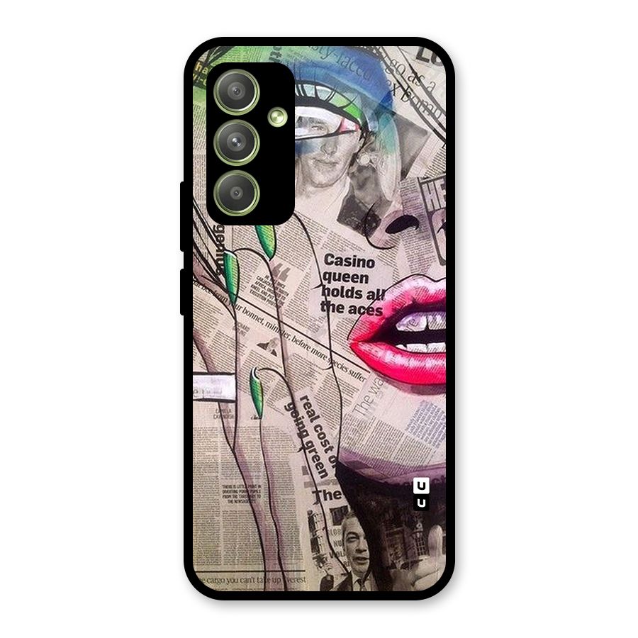 Newspaper Girl Art Glass Back Case for Galaxy A54