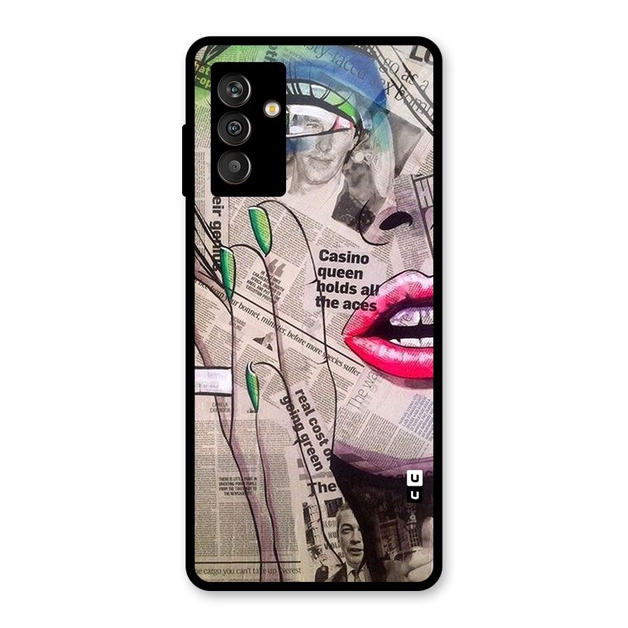 Newspaper Girl Art Glass Back Case for Galaxy M13