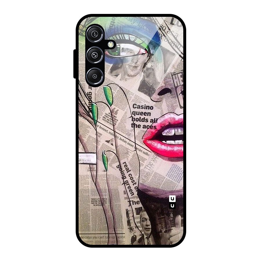 Newspaper Girl Art Glass Back Case for Galaxy M34 5G