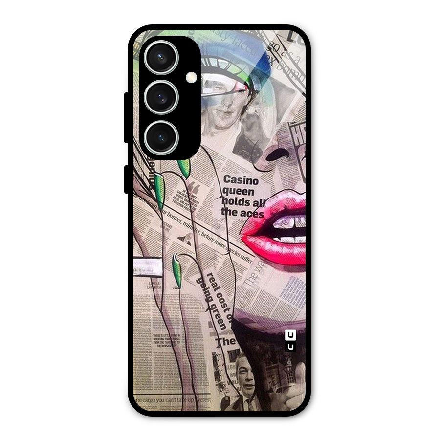 Newspaper Girl Art Glass Back Case for Galaxy S23 FE