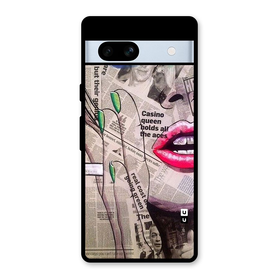 Newspaper Girl Art Glass Back Case for Google Pixel 7a