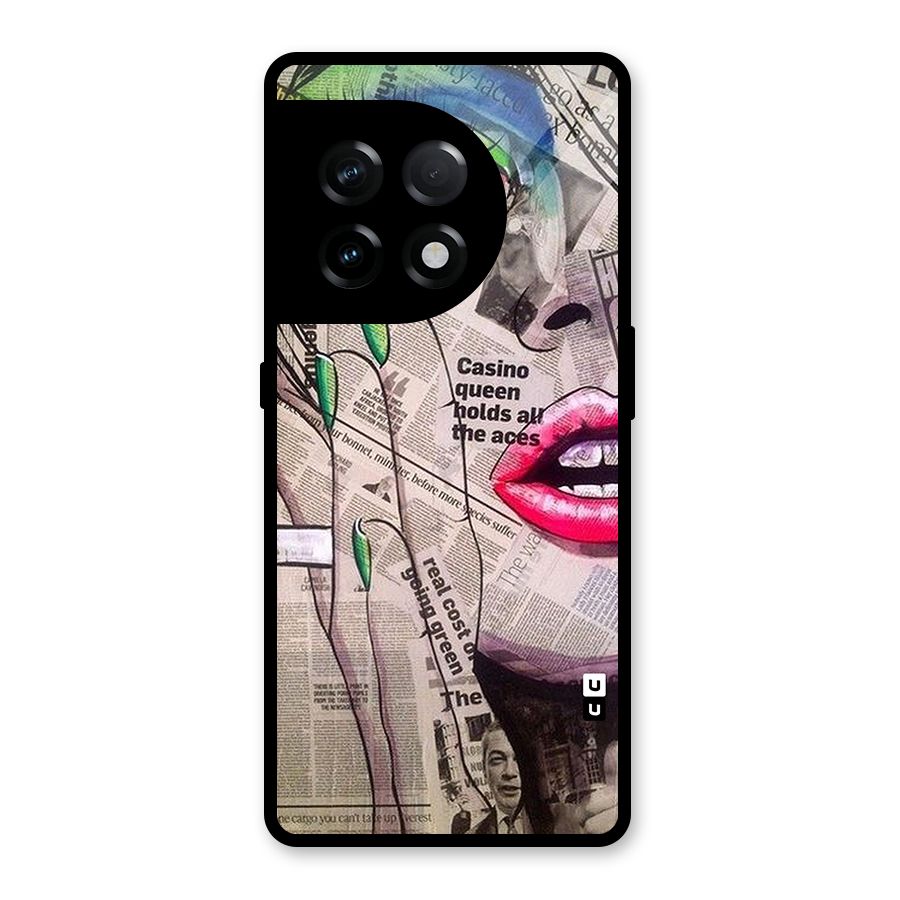 Newspaper Girl Art Glass Back Case for OnePlus 11R