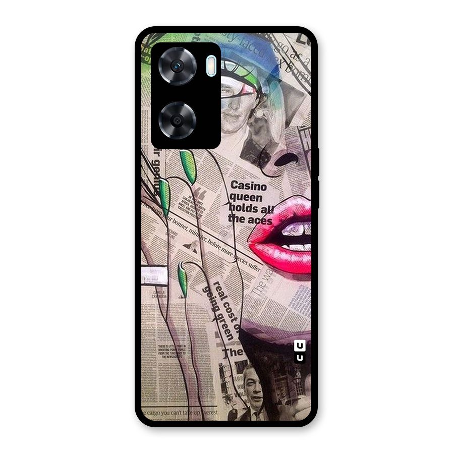 Newspaper Girl Art Glass Back Case for Oppo A77s