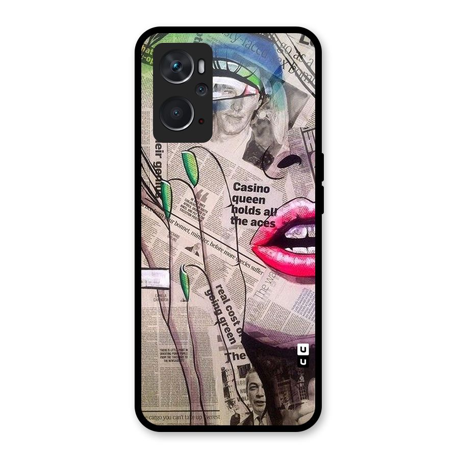 Newspaper Girl Art Glass Back Case for Oppo K10 4G